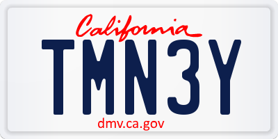 CA license plate TMN3Y