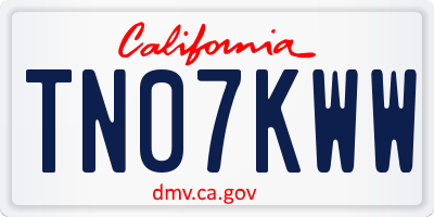 CA license plate TN07KWW