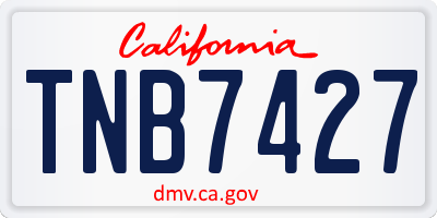 CA license plate TNB7427