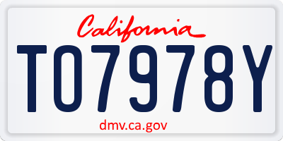 CA license plate TO7978Y