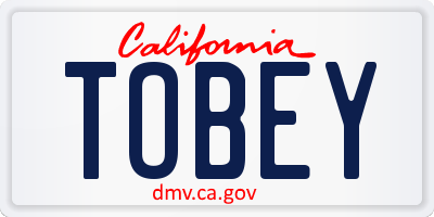CA license plate TOBEY