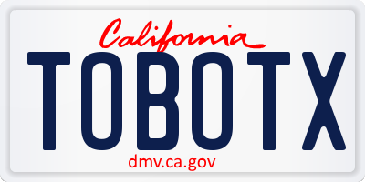 CA license plate TOBOTX