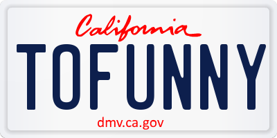 CA license plate TOFUNNY