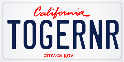 CA license plate TOGERNR