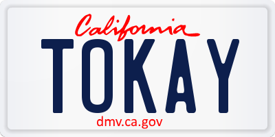 CA license plate TOKAY