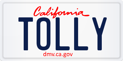 CA license plate TOLLY