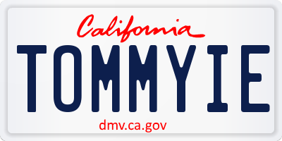 CA license plate TOMMYIE