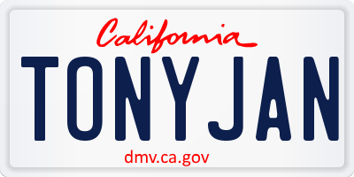 CA license plate TONYJAN