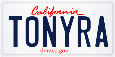 CA license plate TONYRA