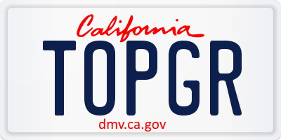 CA license plate TOPGR