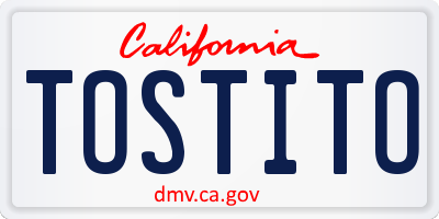 CA license plate TOSTITO