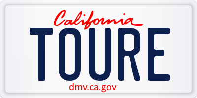 CA license plate TOURE