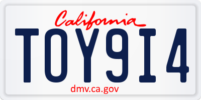 CA license plate TOY9I4