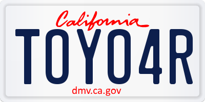 CA license plate TOYO4R