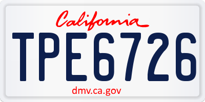 CA license plate TPE6726