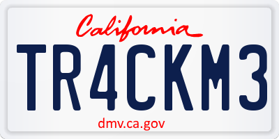 CA license plate TR4CKM3