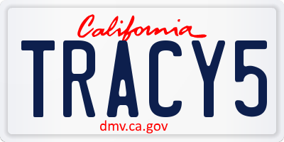 CA license plate TRACY5