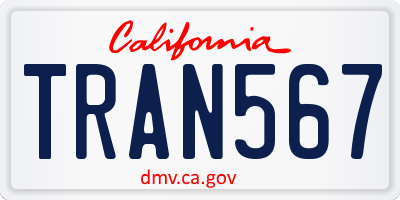 CA license plate TRAN567