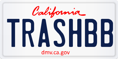 CA license plate TRASHBB