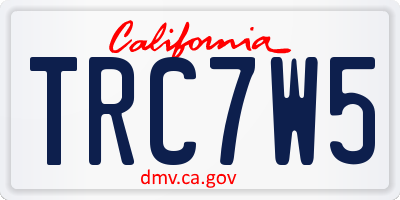 CA license plate TRC7W5