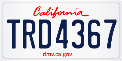 CA license plate TRD4367
