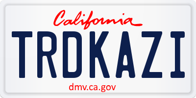 CA license plate TRDKAZI