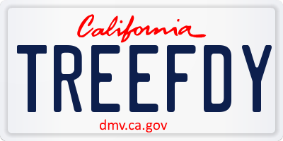 CA license plate TREEFDY