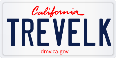 CA license plate TREVELK