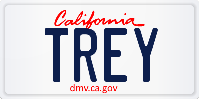 CA license plate TREY