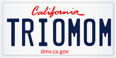 CA license plate TRIOMOM