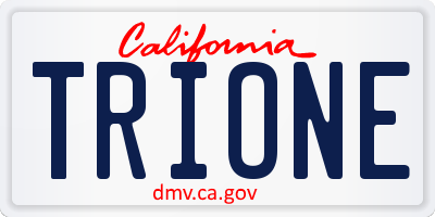 CA license plate TRIONE