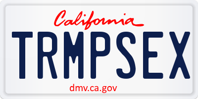 CA license plate TRMPSEX