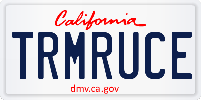 CA license plate TRMRUCE