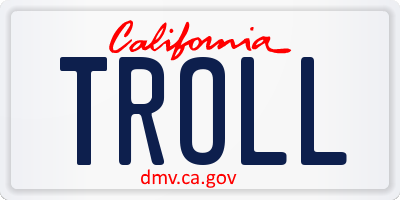 CA license plate TROLL