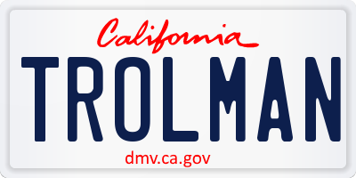 CA license plate TROLMAN