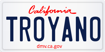 CA license plate TROYANO