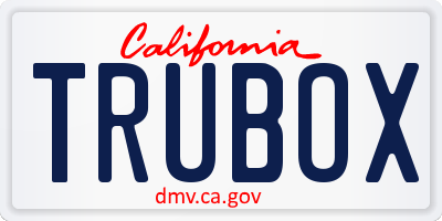 CA license plate TRUBOX