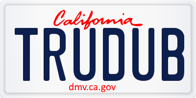 CA license plate TRUDUB