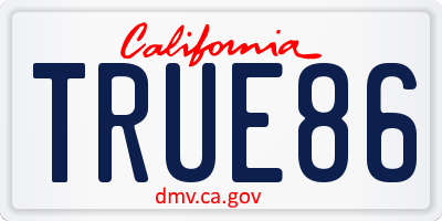 CA license plate TRUE86