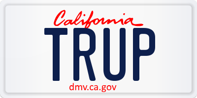 CA license plate TRUP