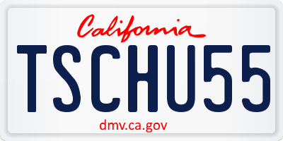CA license plate TSCHU55