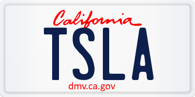 CA license plate TSLA