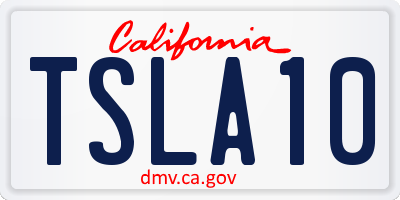 CA license plate TSLA10
