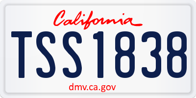 CA license plate TSS1838