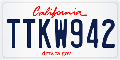 CA license plate TTKW942