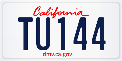 CA license plate TU144