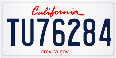 CA license plate TU76284