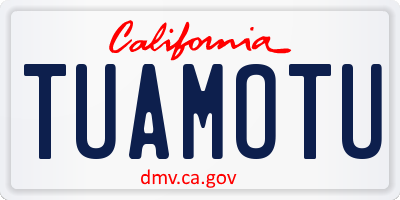 CA license plate TUAMOTU