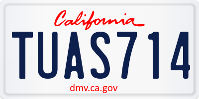 CA license plate TUAS714