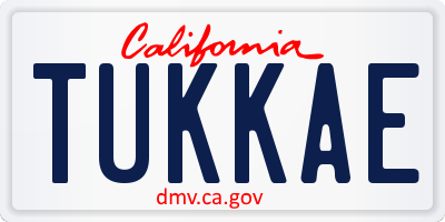 CA license plate TUKKAE